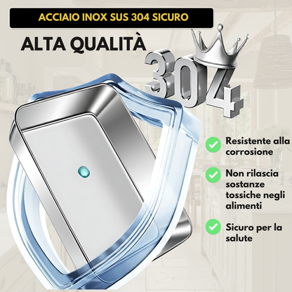 Scatola per la conservazione degli alimenti in SUS304, vassoio rettangolare in acciaio inox con coperchio in gomma, sicuro per la salute. (25 cm × 19,5 cm × 5 cm)