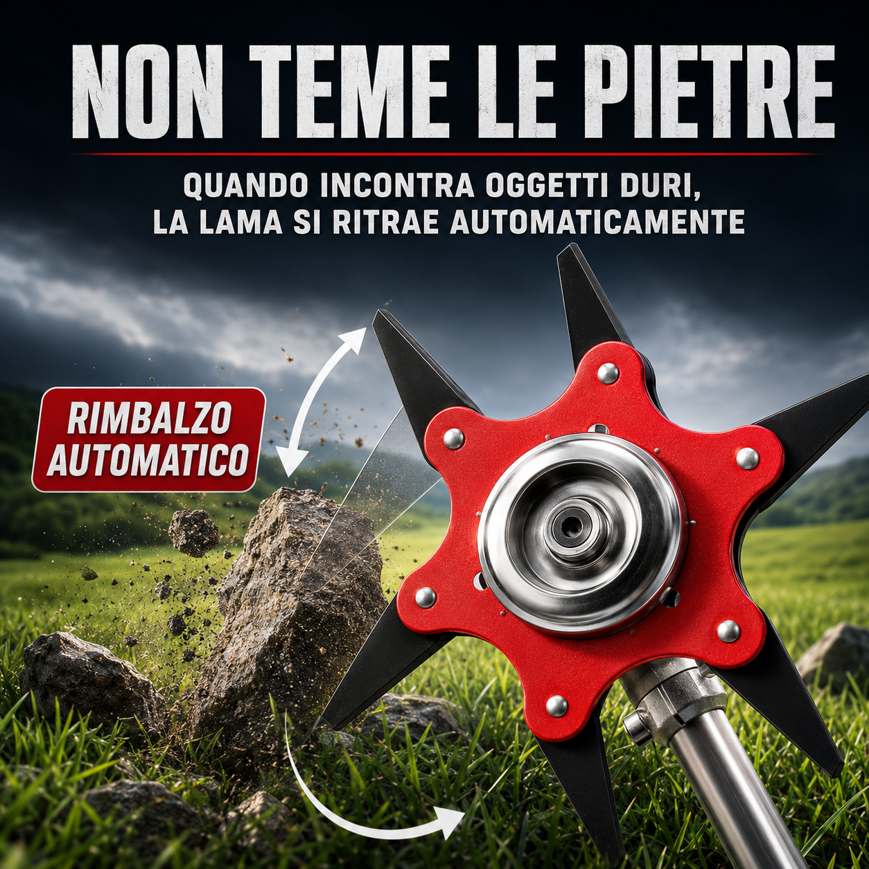 Lama Per Prato Con 6 Denti In Acciaio (Accessori Inclusi)