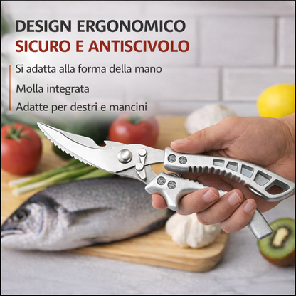 Forbici Professionali in Acciaio Inox - Ideali per Carne, Ossa, Pesce e molto altro
