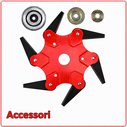 Testina a 6 lame in acciaio al manganese – affilata e resistente (Accessori inclusi)