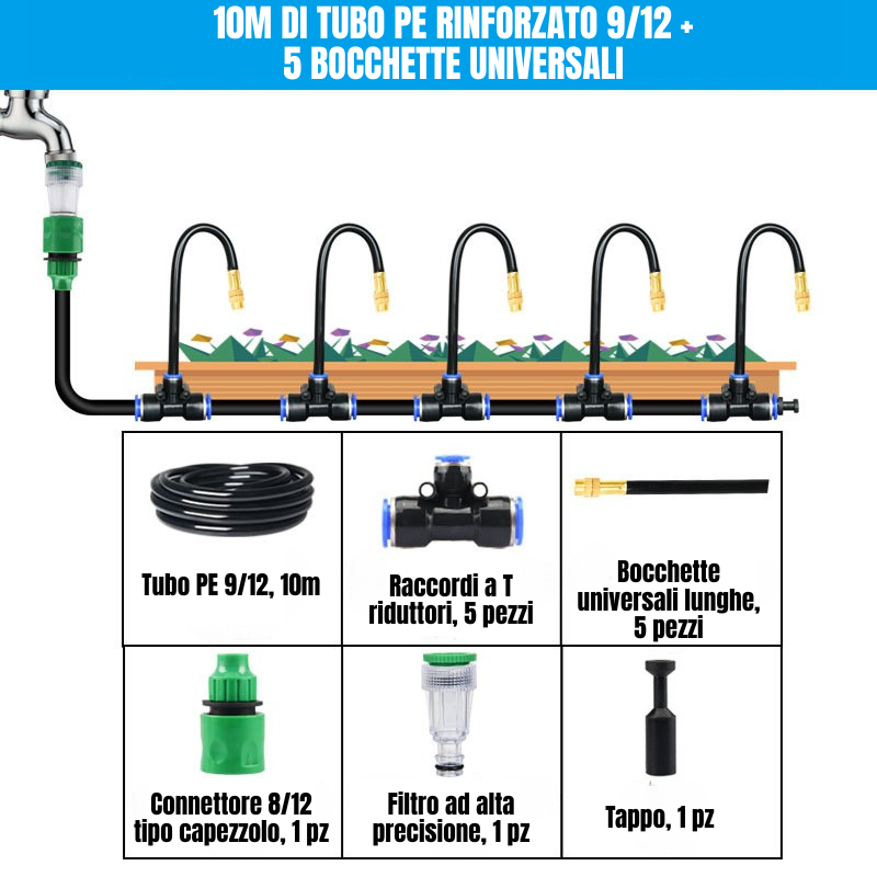 Irrigatore automatico a 360° con nebulizzazione e raffreddamento