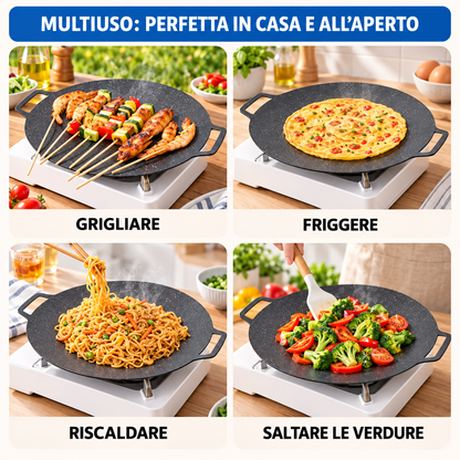 Padella antiaderente multiuso a 6 strati, compatibile con piani a induzione.