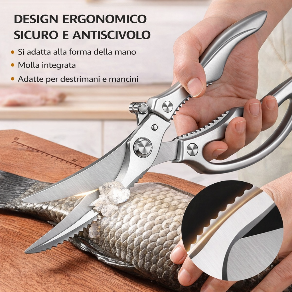 Forbici Professionali in Acciaio Inox - Ideali per Carne, Ossa, Pesce e molto altro