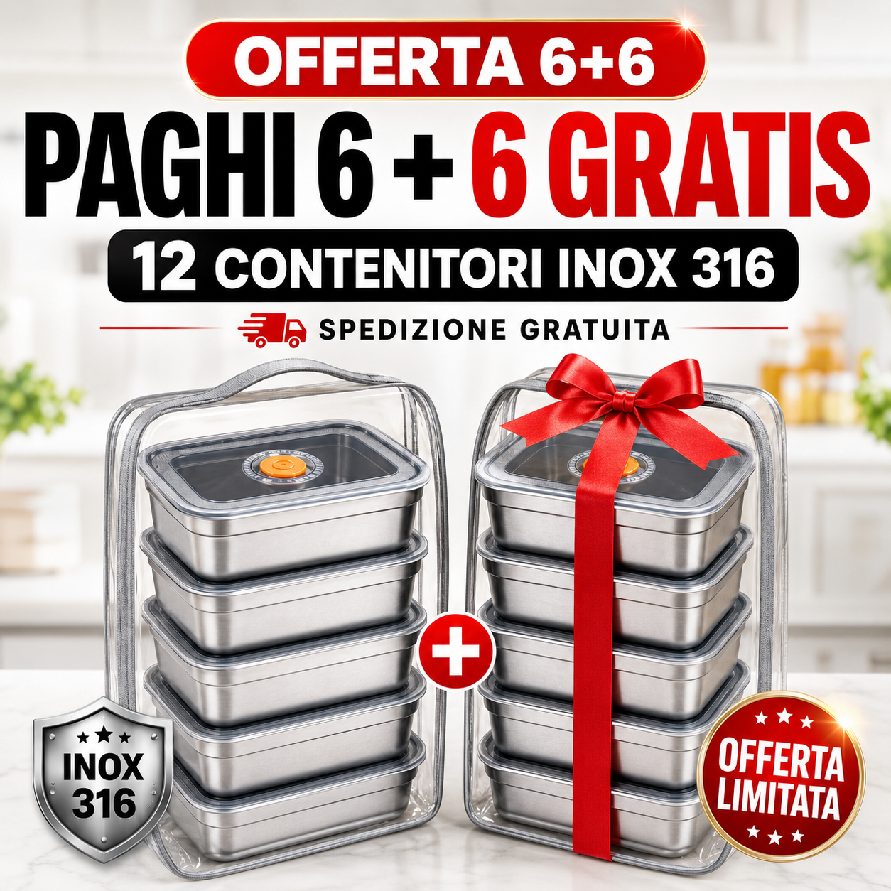 Contenitore Sottovuoto in Acciaio Inox 316 – 1000 ml