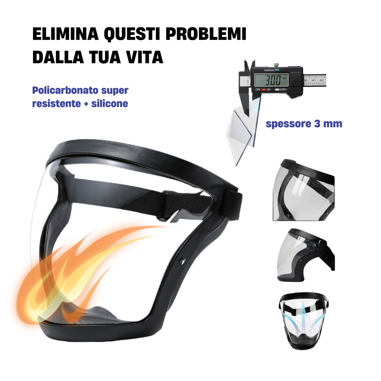 Visiera Protettiva Anti-Polvere, Anti-Nebbia e Anti-Schegge