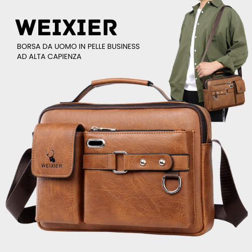 WEIXIER - Classica Borsa a Tracolla in Pelle da Uomo