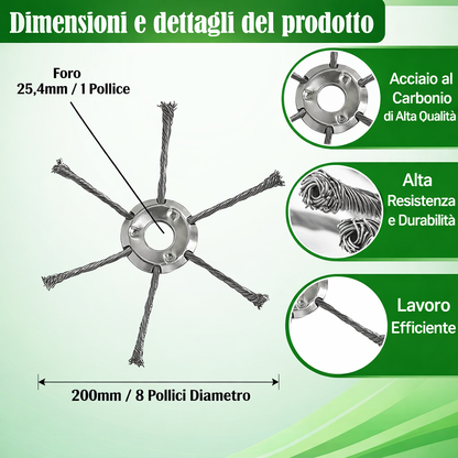 Testa per Tosaerba in Acciaio con 6 Lame – La Soluzione per Tagliare l’Erba Super Veloce