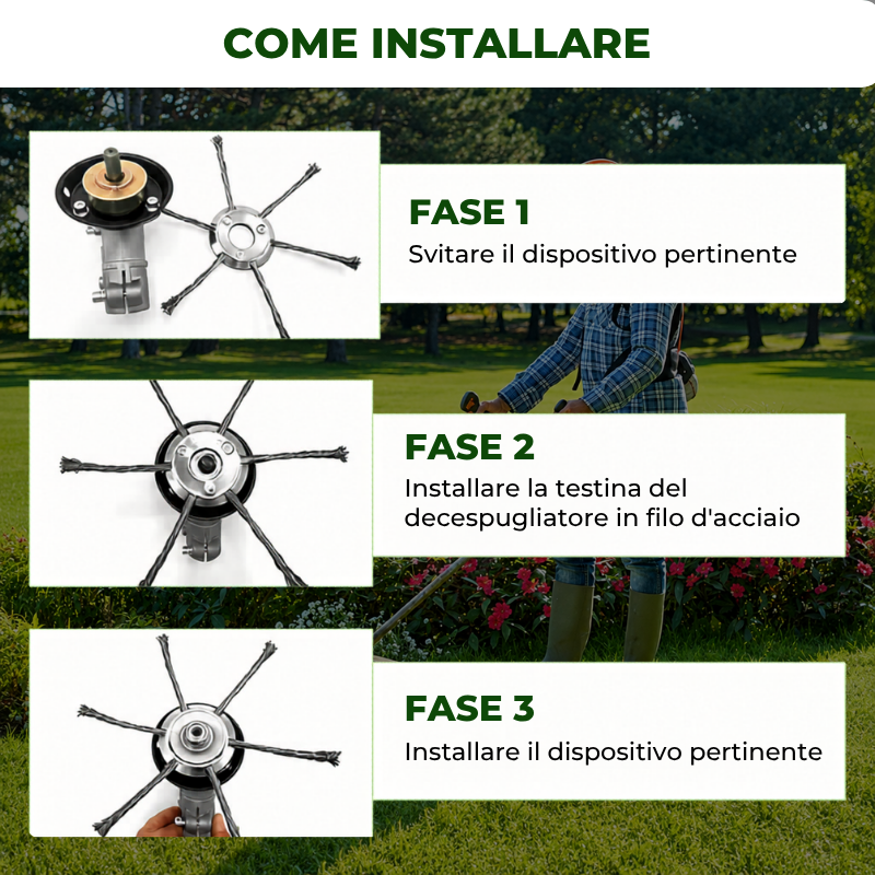 La Testa Del Tagliaerba Ha 6 Rami Intrecciati Con Filo D'Acciaio Resistente