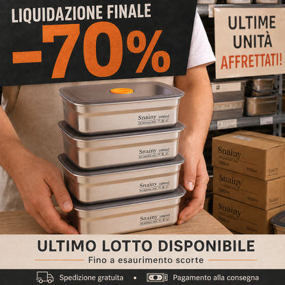 Contenitore per alimenti sottovuoto in acciaio inox antibatterico grande da 1000 ml (19 x 14 x 6cm)
