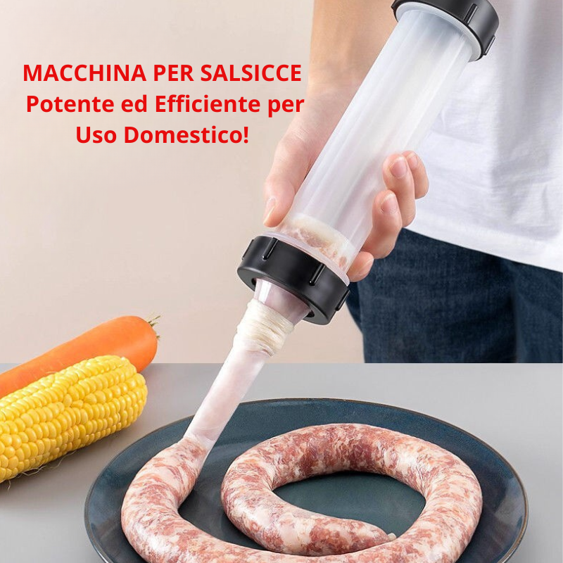 Macchina per Salsicce Manuale Portatile, con 3 Beccucci di Riempimento di Diverse Dimensioni – Insaccatrice in Materiale Alimentare per Uso Domestico (Bianco)