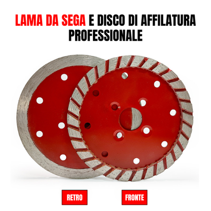Disco Diamantato Turbo Pro 110mm – Taglia e Smussa Pietra, Granito, Calcestruzzo Senza Cambiare Disco (Flangia Inclusa)