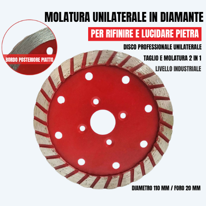 Disco Diamantato Turbo Pro 110mm – Taglia e Smussa Pietra, Granito, Calcestruzzo Senza Cambiare Disco (Flangia Inclusa)