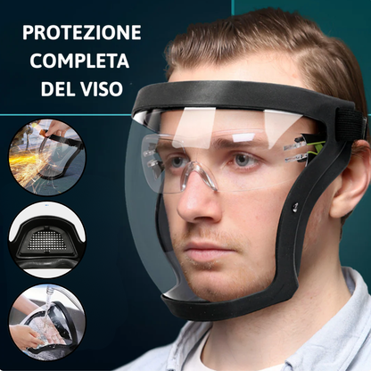 Maschera con visiera per la protezione completa di viso e occhi: Blocca efficacemente polveri sottili e agenti nocivi esterni