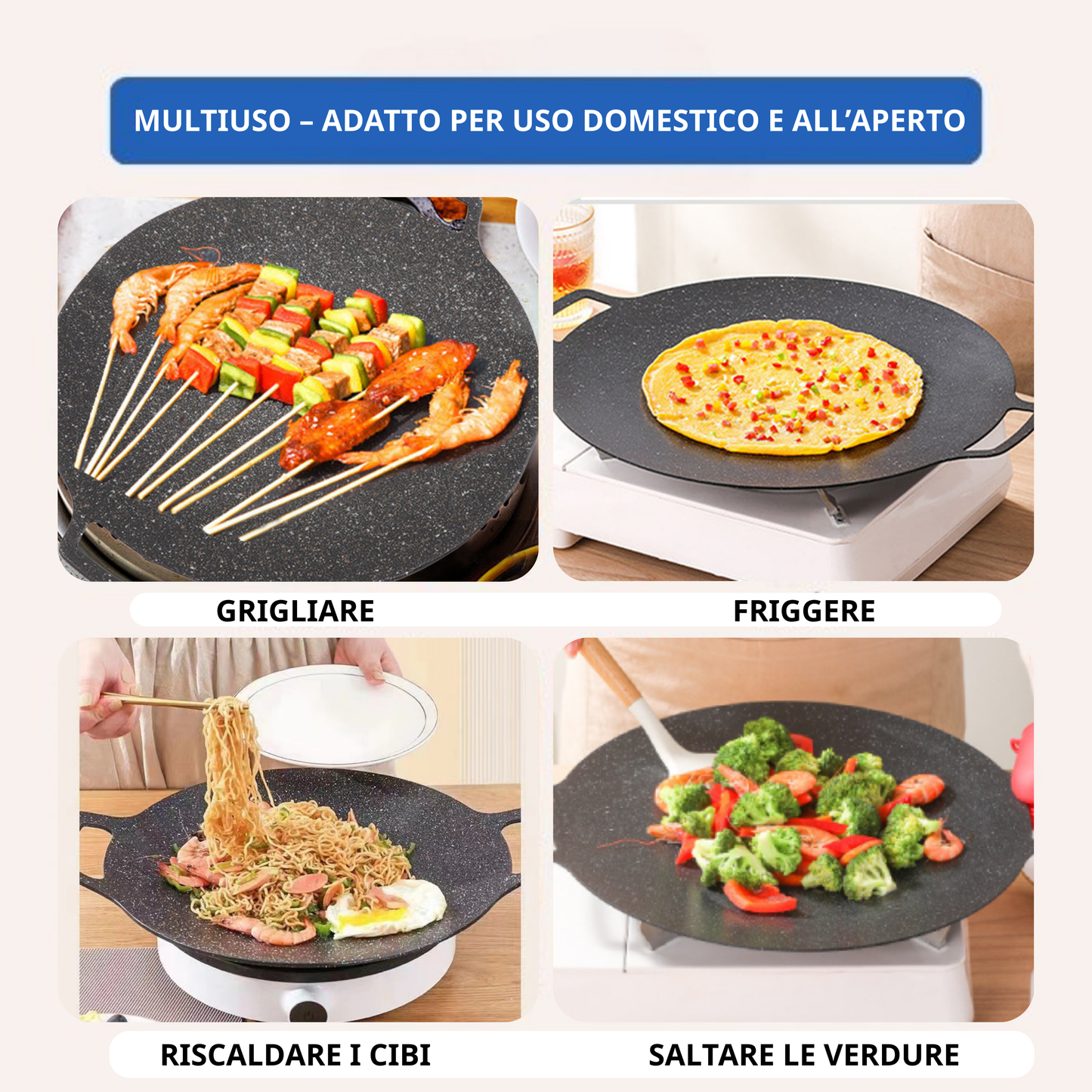 Padella Antiadherente Multiuso A 6 Strati, Adatta Anche Ai Piani Cottura A Induzione