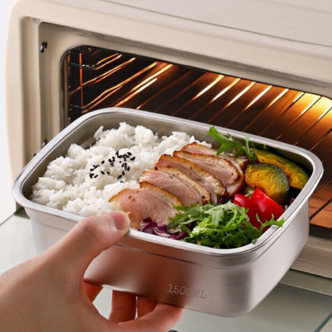 Contenitore Sottovuoto Antibatterico In Acciaio Inox, Grande Formato 1500ml (19 x 14 x 8 cm)