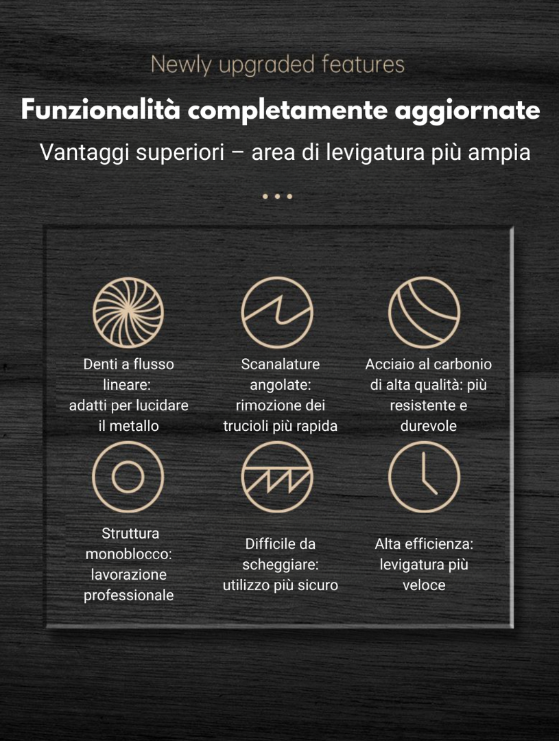 DISCO ABRASIVO SUPERFICIE INCLINATA – PIÙ RESISTENTE, PIÙ AFFILATO, LEVIGATURA 3 VOLTE PIÙ RAPIDA