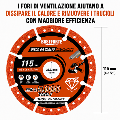 Disco da taglio per metallo con rivestimento diamantato