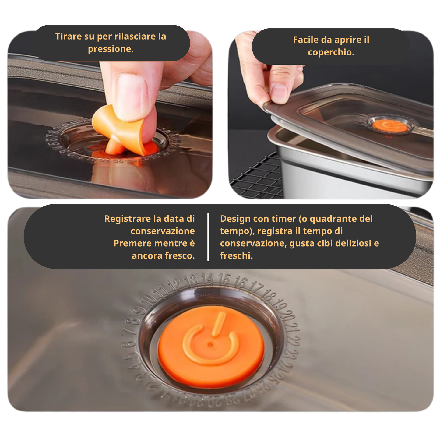 Contenitore Ermetico Sottovuoto 1000ml | Salva-Freschezza | Anti-Odore, Impilabile