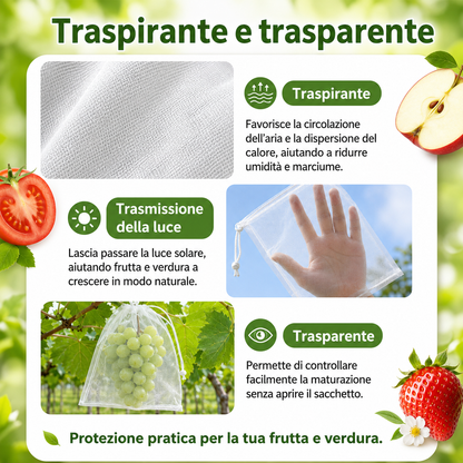 Sacchetti In Rete Traspiranti Riutilizzabili Per Proteggere Frutta E Verdura – Proteggono Da Insetti, Mosche Della Frutta E Uccelli