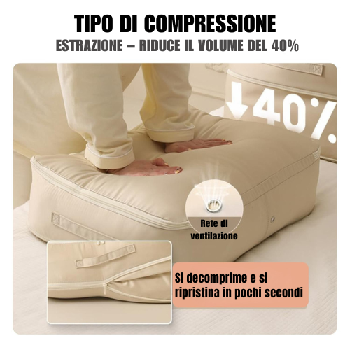 Borse Organizzatrici a Compressione Automatica per Piumoni, Vestiti, Coperte, Impermeabili e Antiumidità (54x42x30cm)