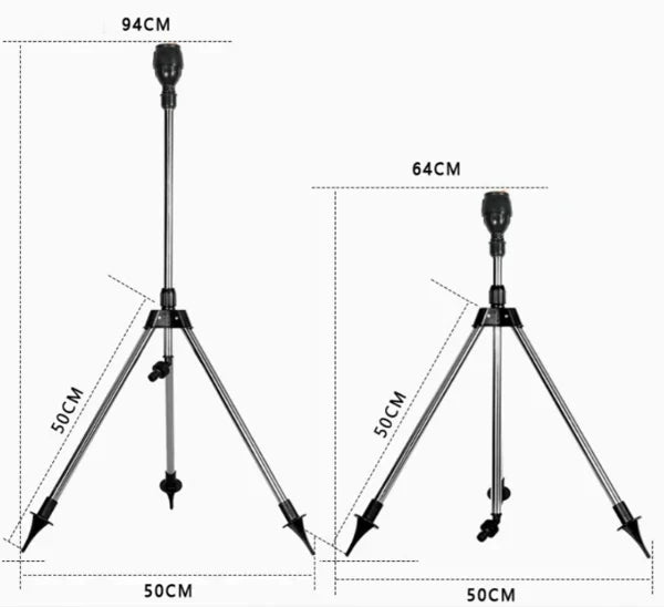 Irrigatore a settori rotante 0-360° con cavalletto treppiede treppiedi kombo