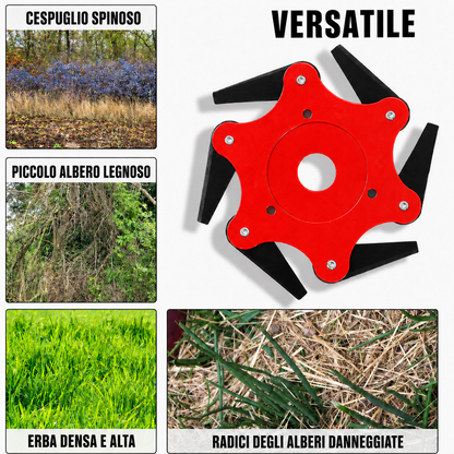 Testina a 6 lame in acciaio al manganese – affilata e resistente (Accessori inclusi)