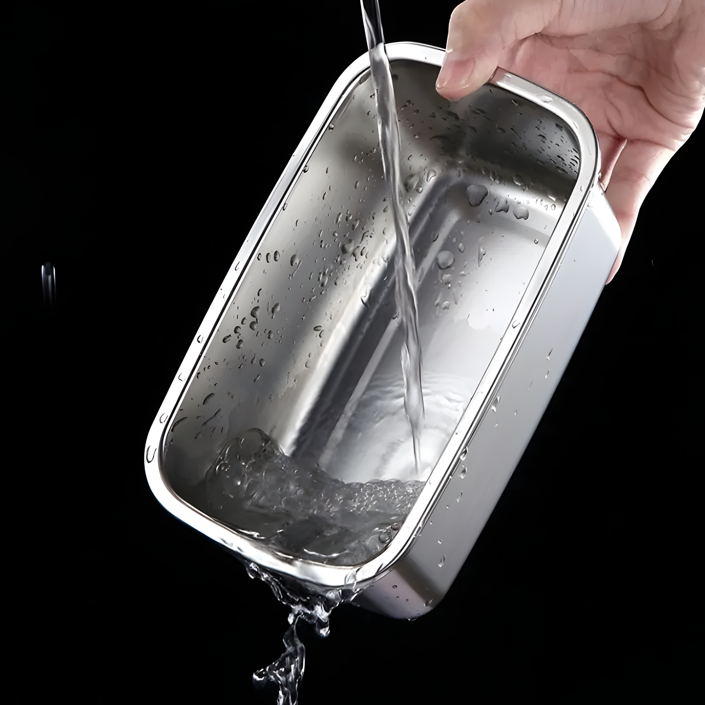 Contenitore per alimenti sottovuoto in acciaio inox antibatterico grande da 1000 ml (19 x 14 x 6cm)