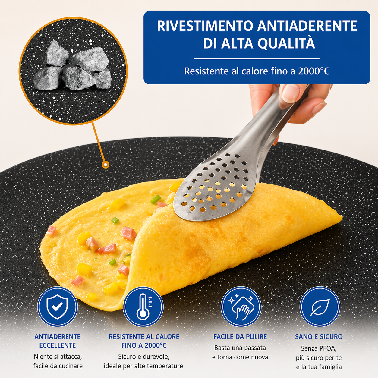 🔥 Padella antiaderente multiuso a 6 strati, utilizzabile anche su piani a induzione.
