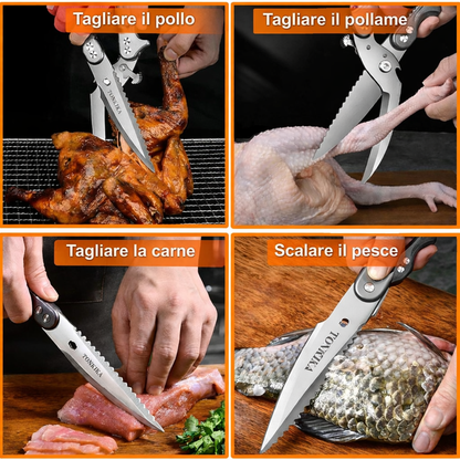 Forbici Smontabili Per Tagliare Ossa Di Pollo, Forbici Da Cucina Multifunzione In Acciaio Inossidabile, Affilate E Robuste (Colore Argento)