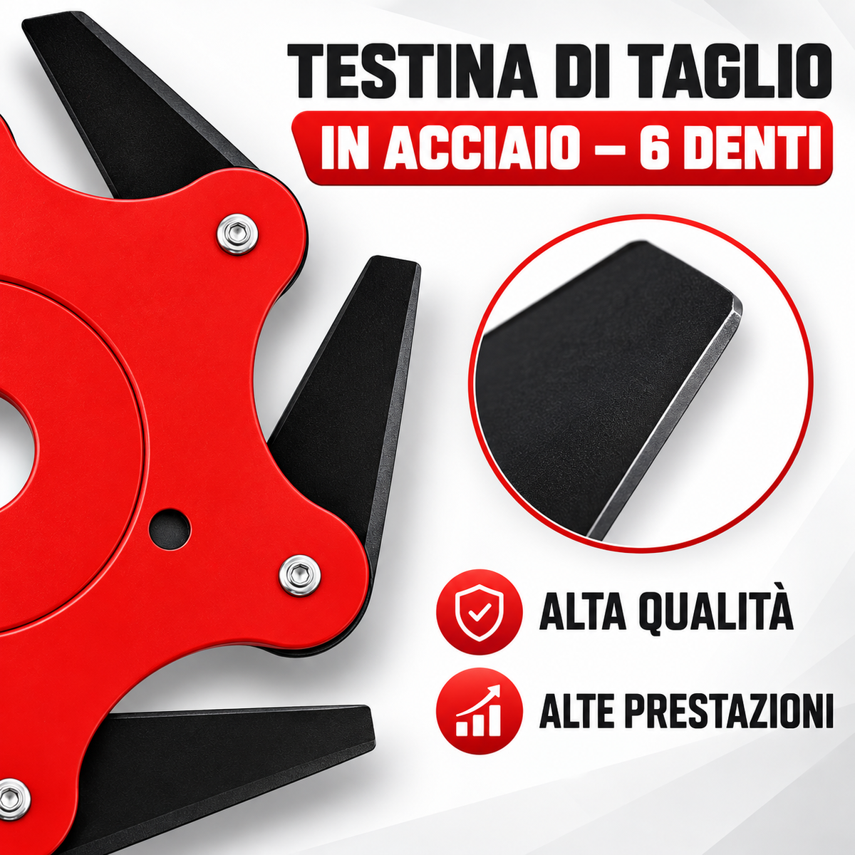 Lama per prato con 6 denti in acciaio (Accessori inclusi)