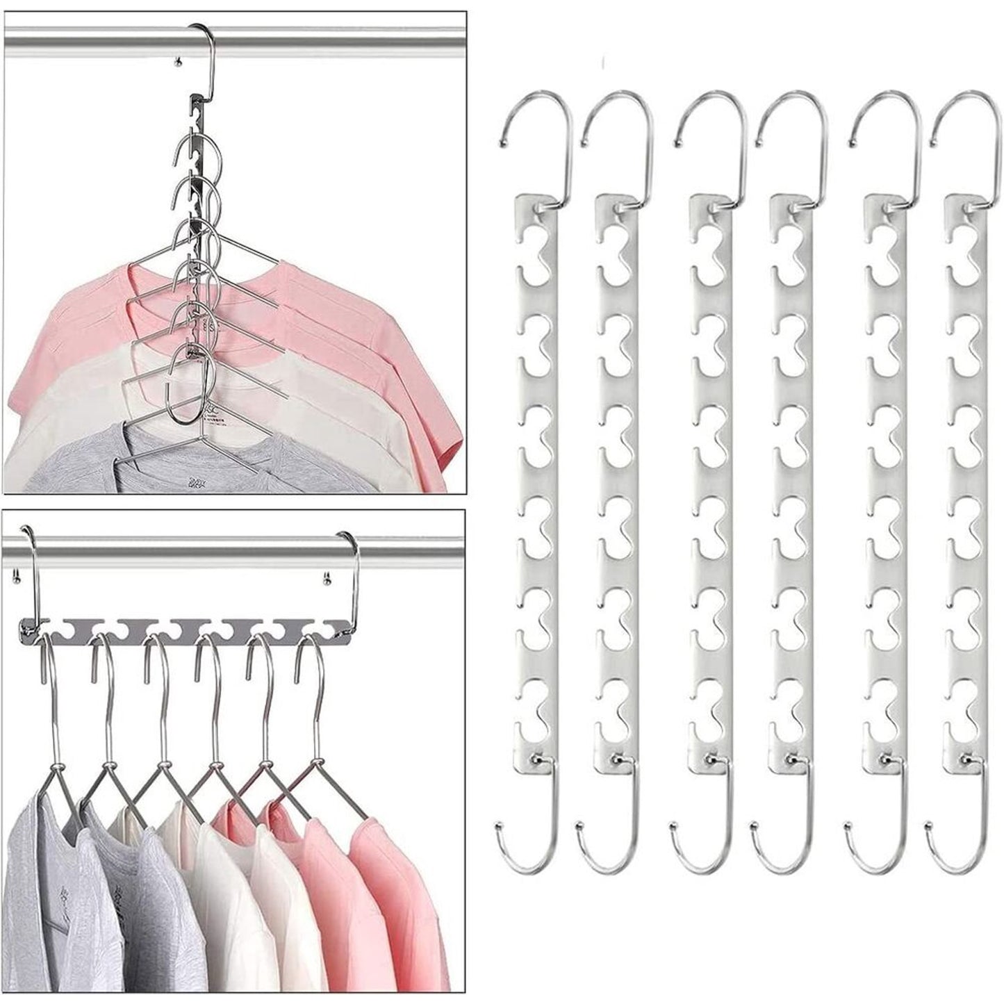 Magic Hangers Appendiabiti Salvaspazio, Robusti Appendiabiti Pieghevoli Salvaspazio Con 6 Fori Per Appendere 12 Vestiti Pesanti.