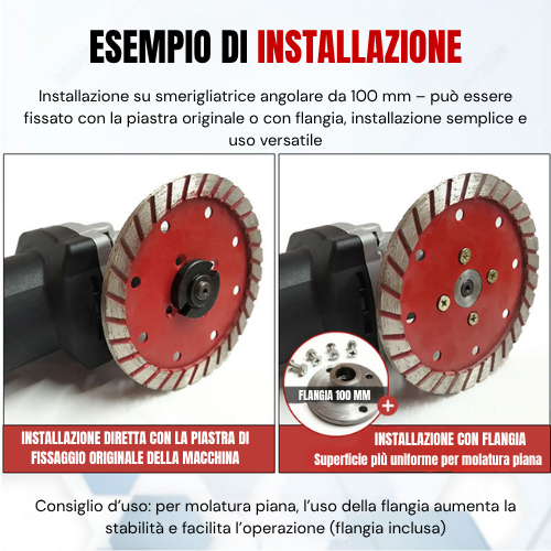 Disco Diamantato Turbo Pro 110mm – Taglia e Smussa Pietra, Granito, Calcestruzzo Senza Cambiare Disco (Flangia Inclusa)