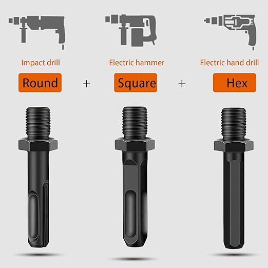 Set di punte da trapano per legna da ardere da 50 mm con adattatore per punte da trapano da 3 pezzi (esagonale+quadrato+rotondo)