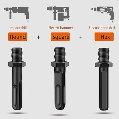 Set di punte da trapano per legna da ardere da 50 mm con adattatore per punte da trapano da 3 pezzi (esagonale+quadrato+rotondo)