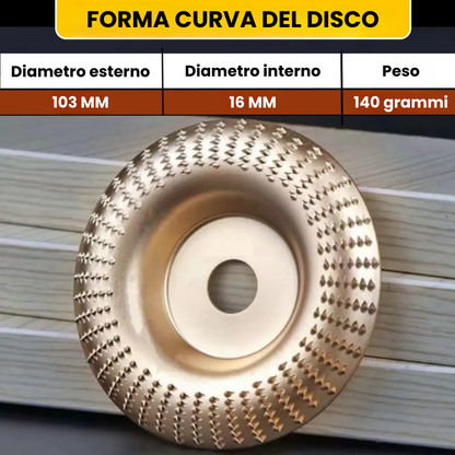 Set Da 3 Dischi Da Smerigliatura In Acciaio Al Carbonio Per Legno (Piatto - Curvo - Inclinato)
