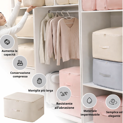Sacche organizzatrici a compressione automatica per piumoni, vestiti e coperte, impermeabili e resistenti all’umidità (54×42×30 cm)