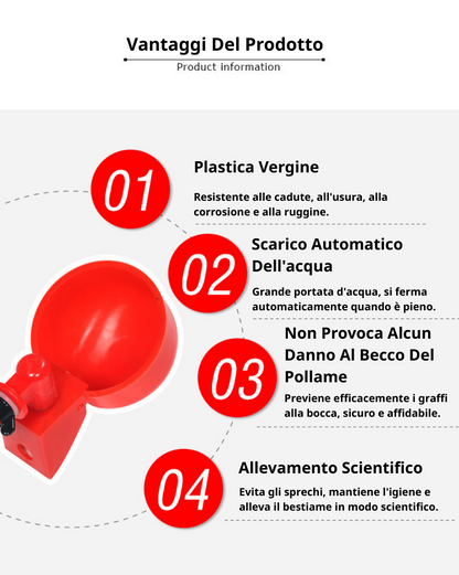 Abbeveratoio Automatico Per Pollame (Per Galline E Uccelli) - Include Una Sega A Tazza
