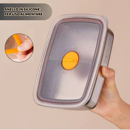 Contenitore per alimenti sottovuoto in acciaio inox antibatterico grande da 1000 ml (19 x 14 x 6cm)