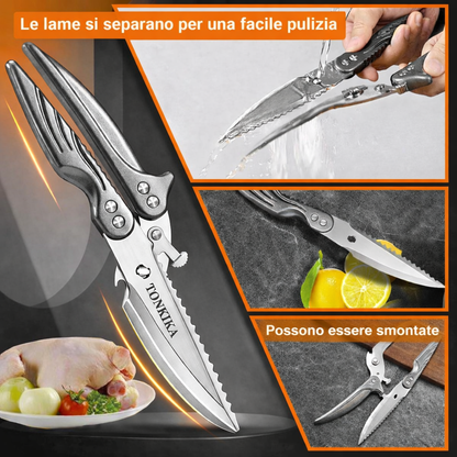 Forbici Smontabili Per Tagliare Ossa Di Pollo, Forbici Da Cucina Multifunzione In Acciaio Inossidabile, Affilate E Robuste (Colore Argento)
