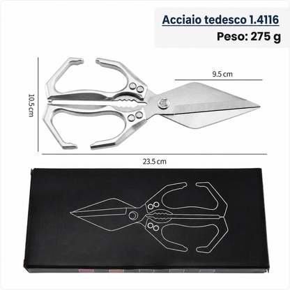 Cesoie da cucina tagliaossa con lama a diamante, in acciaio inox tedesco di alta qualità