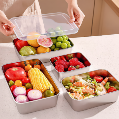 Contenitore Multiuso In Acciaio Inox 304 Con Coperchio In Silicone : Ultraleggero, Sicuro e Salva-Nutrienti