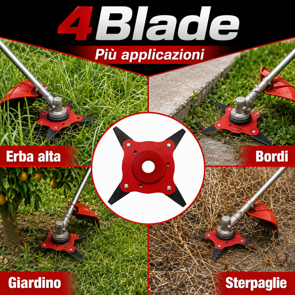 Lama per prato con 4 denti in acciaio (Accessori inclusi)