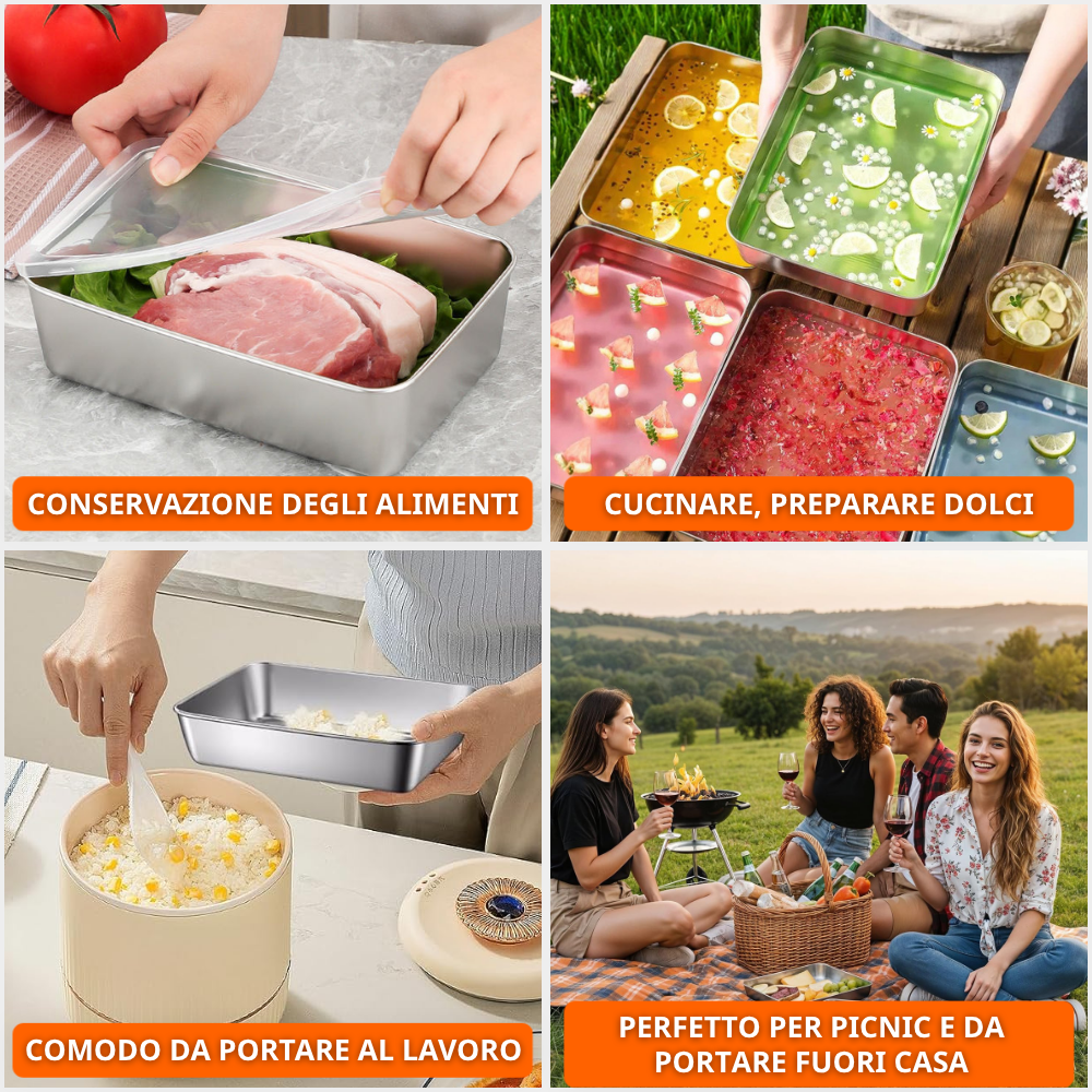 VASSOIO IN ACCIAIO INOX 304 PREMIUM Mantiene gli alimenti freschi fino a 5× più a lungo
