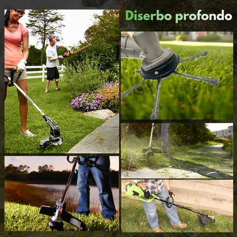 Testina per decespugliatore a 6 spazzole in acciaio ultra resistente (kit adattatore incluso)
