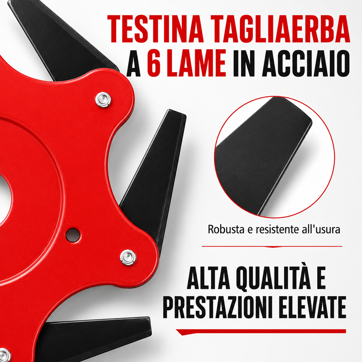 Lama Per Prato Con 6 Denti In Acciaio (Accessori Inclusi)