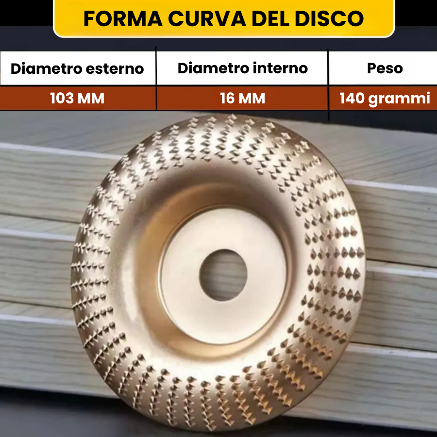 Set Da 3 Dischi Da Smerigliatura In Acciaio Al Carbonio Per Legno (Piatto - Curvo - Inclinato)