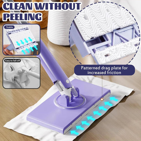 Mocio Con Cambio Automatico Del Panno, Mocio Rotante A 360° Con Funzione Senza Mani, Portatile, Compatibile Con Tutti I Tipi Di Panni Per La Pulizia.