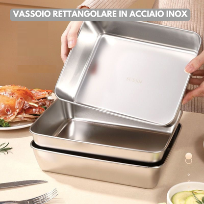 Scatole per la conservazione degli alimenti, teglia rettangolare (25.5 x 20 x 6cm)