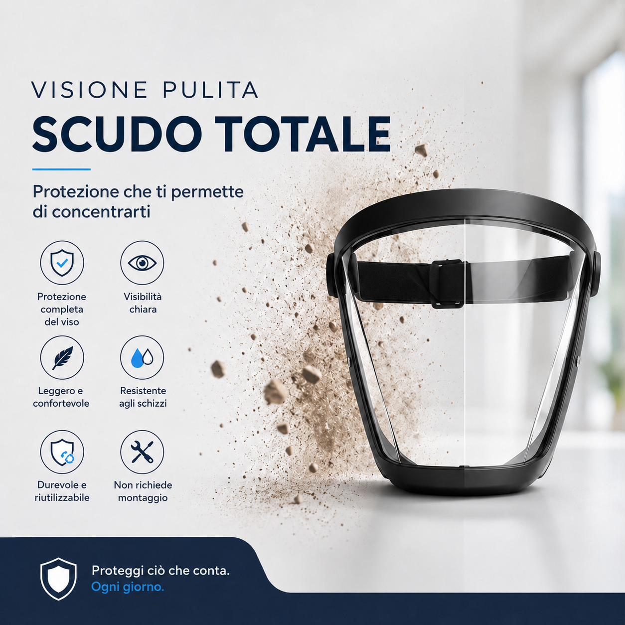 Maschera Protettiva Integrale Antifog, Antiurto e Comoda da Indossare Tutto il Giorno