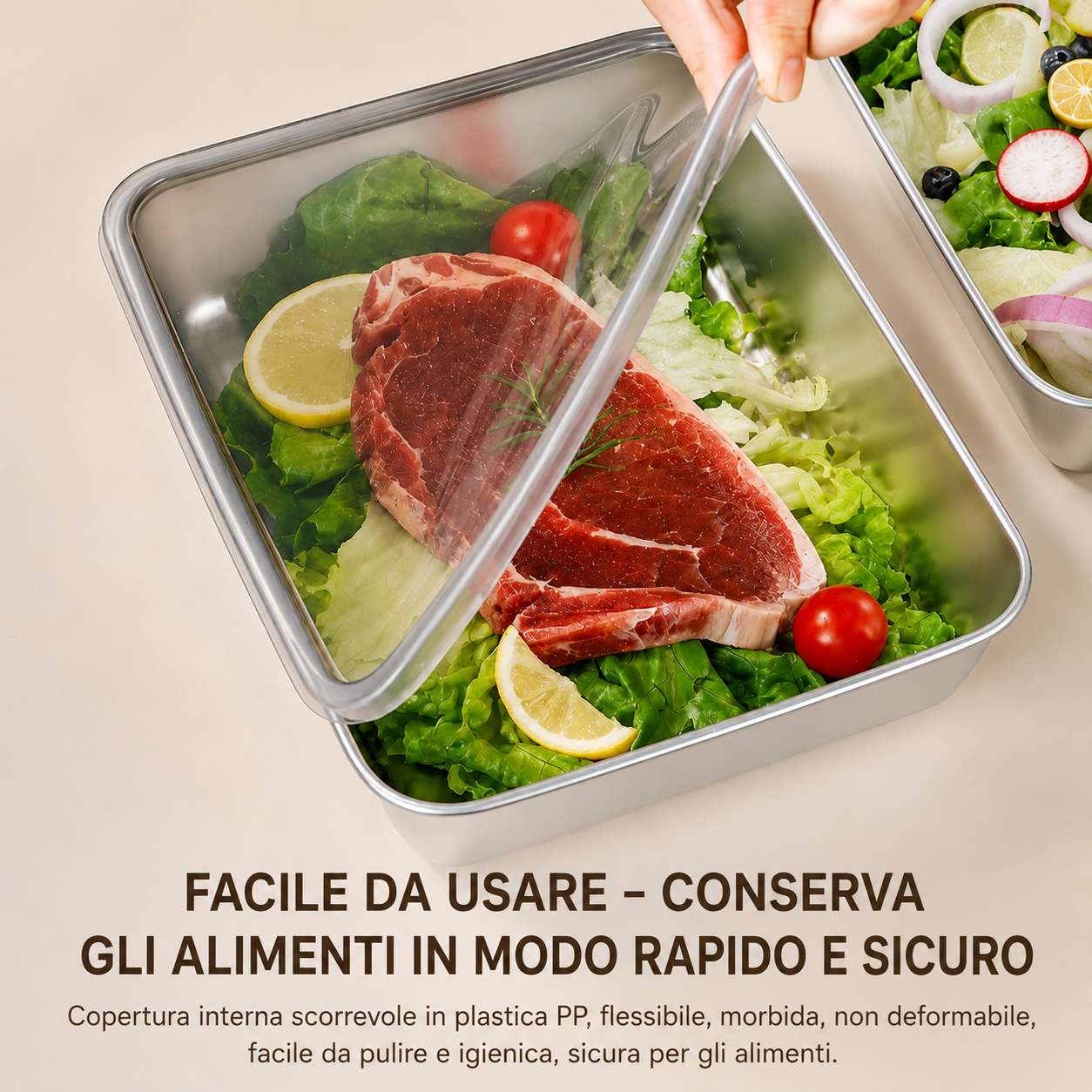 Contenitore ermetico in acciaio inox 304: cibo fresco più a lungo, sicuro e senza odori.